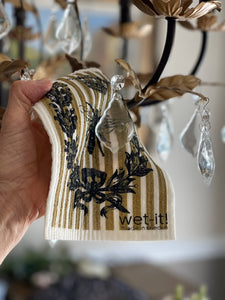 French Bee Black and Gold Swedish Cloth