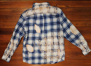 Vintage Distressed Flannel Blue and white
