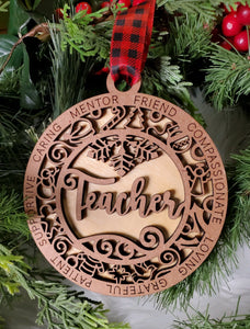 Personalized Wooden Ornament - Teacher